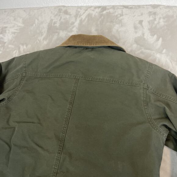 VTG LL Bean Jacket Womens Medium Green Chore Coat Barn Outdoor Workwear Utility - Picture 11 of 12
